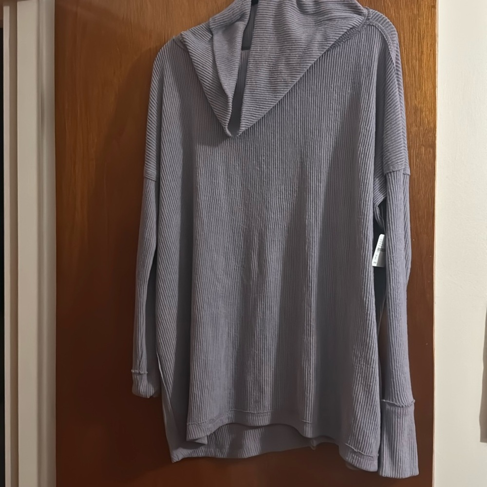 FREE PEOPLE - We The Free cowl neck, split back light long sleeve sweater (NWT)